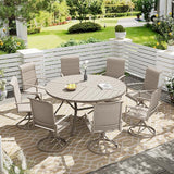Vicllax 7/9 Pieces Outdoor Dining Set, Metal Round Dining Table and Premium Paddad Swivel Chairs
