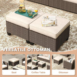 Vicllax Patio Furniture Set, Wicker Outdoor Conversation Set with Cushioned Sofa Chairs and Ottomans