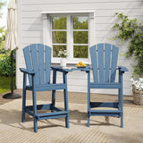 Vicllax Outdoor HDPE Adirondack Bar Chair, Patio Bar Stools with Umbrella Hole