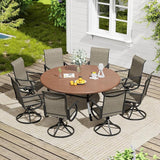 VICLLAX 9 Pieces Outdoor Dining Set, Swivel Dining Chairs Set of 8 and Round Patio Table