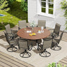 VICLLAX 9 Pieces Outdoor Dining Set, Swivel Dining Chairs Set of 8 and Round Patio Table