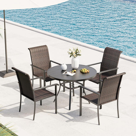Vicllax Patio Wicker Dining Chairs Set of 2/4/6, Outdoor Rattan Dining Chairs