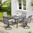 Vicllax Outdoor 40.2“ Dining Table Set of 4, Square Table with Swivel Dining