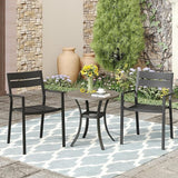 Vicllax Outdoor Patio Bistro Set of 2, Metal 27.6" Round Table and Stackable Dining Chair