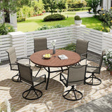 Vicllax 7 Pieces Outdoor Dining Set, 50" Metal Round Dining Table and Paddad Swivel Chairs