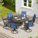 VICLLAX 5/7 Pieces Outdoor Dining Set, Swivel Dining Chairs Set of 4/6 and Round Patio Table