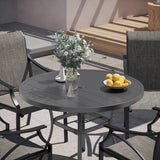 Vicllax 42" Round Metal Patio Table with Adjustable Umbrella Hole