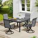 Vicllax Outdoor 40.2“ Dining Table Set of 4, Square Table with Swivel Dining