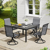 Vicllax Outdoor 40.2“ Dining Table Set of 4, Square Table with Swivel Dining