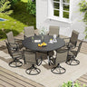 VICLLAX 9 Pieces Outdoor Dining Set, Swivel Dining Chairs Set of 8 and Round Patio Table