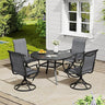 VICLLAX 5/7 Pieces Outdoor Dining Set, Swivel Dining Chairs Set of 4/6 and Round Patio Table