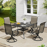 Vicllax Outdoor 38.6“ Plastic Dining Table Set of 4, Plastic Square Table with Swivel Dining Chairs