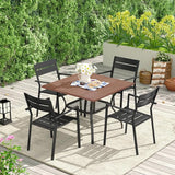 VICLLAX Patio 5 Pieces Outdoor Dining Set for 4, 37.8" Outdoor Square Table and Metal Stackable Chair