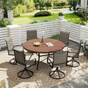 Vicllax 7 Pieces Outdoor Dining Set, Metal Round Table and Premium Paddad Swivel Chairs