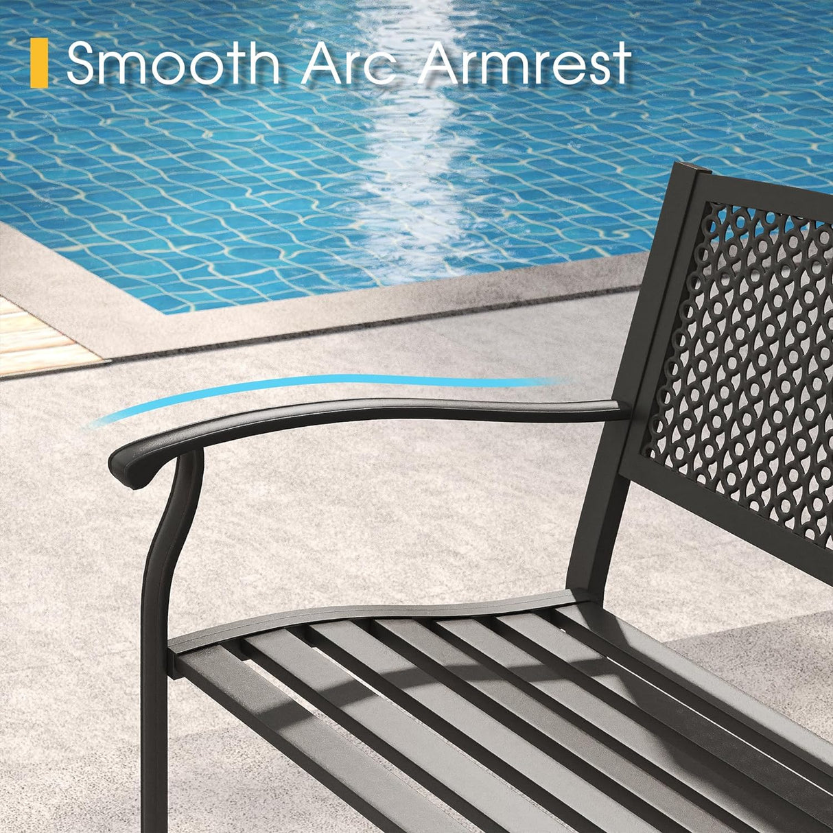 Vicllax Outdoor Garden Bench, Waterproof Patio Metal Bench