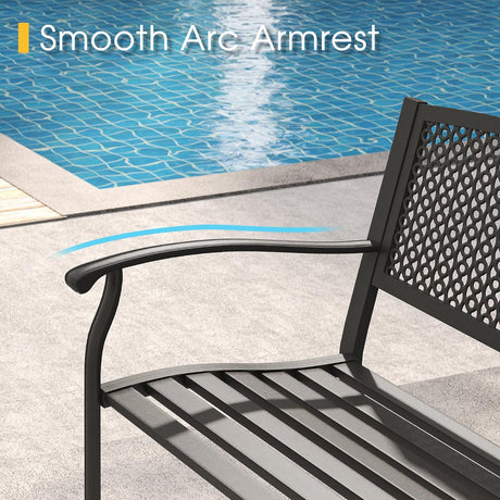 Vicllax Banco de jardín para exteriores, banco de metal impermeable para patio