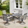 VICLLAX 5 Pieces Outdoor Dining Set, Swivel Dining Chairs and 37.8" Square Patio Table with Storage Shelf
