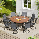Vicllax Outdoor Dining Table Set of 4/8, Plastic Round Table 41.7" / 56.3" with Swivel Dining Chairs