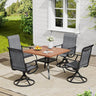 Vicllax Outdoor 38.6“ Plastic Dining Table Set of 4, Plastic Square Table with Swivel Dining Chairs