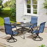 VICLLAX 5 Pieces Outdoor Dining Set, Swivel Dining Chairs and 37.8" Square Patio Table with Storage Shelf