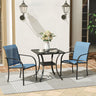 Vicllax 3-Piece Patio Bistro Set, Outdoor Stackable Sling Chairs and Black Metal Square Table