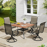 Vicllax Outdoor 38.6“ Plastic Dining Table Set of 4, Plastic Square Table with Swivel Dining Chairs