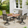 Vicllax Outdoor 38.6“ Plastic Dining Table Set of 4, Plastic Square Table with Swivel Dining Chairs