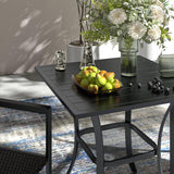 Vicllax 3-Piece Patio Bistro Set, Outdoor Stackable Sling Chairs and Black Metal Square Table
