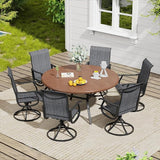 VICLLAX 5/7 Pieces Outdoor Dining Set, Swivel Dining Chairs Set of 4/6 and Round Patio Table