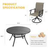 Vicllax 5 Pieces Outdoor Dining Set, 47.2" Metal Round Dining Table and Premium Swivel Chairs