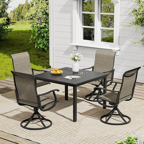 Vicllax Outdoor 40.2“ Dining Table Set of 4, Square Table with Swivel Dining