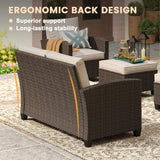 Vicllax Patio Furniture Set, Wicker Outdoor Conversation Set with Cushioned Sofa Chairs and Ottomans