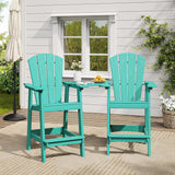 Vicllax Outdoor HDPE Adirondack Bar Chair, Patio Bar Stools with Umbrella Hole