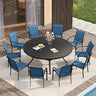 Vicllax 11 Pcs Outdoor Dining Set with 60“ Round Metal Table and Stackable Sling Chair