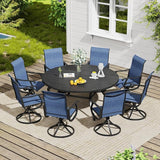 Vicllax Outdoor Dining Table Set of 4/8, Plastic Round Table 41.7" / 56.3" with Swivel Dining Chairs