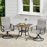 VICLLAX 3 Pieces Outdoor Dining Set, Set of 2 Patio Swivel Dining Chairs and 28" Square Table