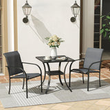 Vicllax 3-Piece Patio Bistro Set, Outdoor Stackable Sling Chairs and Black Metal Square Table