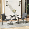 Vicllax 3-Piece Patio Bistro Set, Outdoor Stackable Sling Chairs and Black Metal Square Table