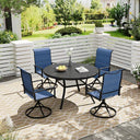 Vicllax 5 Pieces Outdoor Dining Set, Premium Metal Round Table and Paddad Swivel Chairs