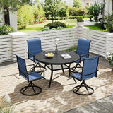 Vicllax 5 Pieces Outdoor Dining Set, Premium Metal Round Table and Paddad Swivel Chairs