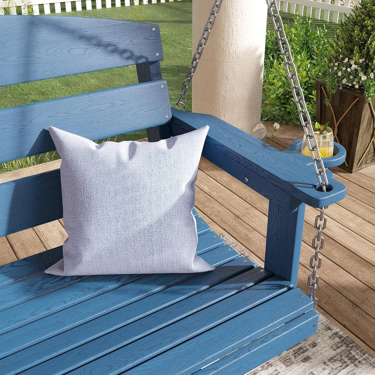 Vicllax Mesa de comedor y sillas de comedor de metal para patio con juego de cojines azules, juego de sillas de comedor de patio de 5/7 piezas