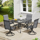 VICLLAX 5 Pieces Outdoor Dining Set, Swivel Dining Chairs and 37.8" Square Patio Table with Storage Shelf