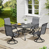 VICLLAX 5 Pieces Outdoor Dining Set, Swivel Dining Chairs and 37.8" Square Patio Table with Storage Shelf