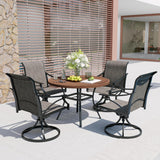 Vicllax 42" Round Metal Patio Table with Adjustable Umbrella Hole