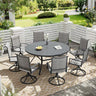 Vicllax 7/9 Pieces Outdoor Dining Set, Metal Round Dining Table and Premium Paddad Swivel Chairs