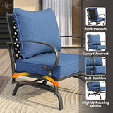 Vicllax Outdoor Patio Conversation Sofa Set with Cushioned Sofa Chairs and Metal Rectangular Fire Pit, Blue