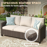 Vicllax Patio Furniture Set, Wicker Outdoor Conversation Set with Cushioned Sofa Chairs and Ottomans