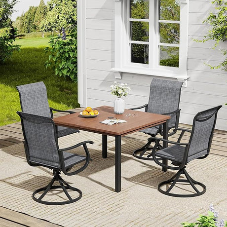 Vicllax Outdoor 40.2“ Dining Table Set of 4, Square Table with Swivel Dining
