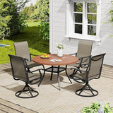 Vicllax Outdoor Dining Table Set of 4/8, Plastic Round Table 41.7" / 56.3" with Swivel Dining Chairs