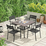 VICLLAX Patio 5 Pieces Outdoor Dining Set for 4, 37.8" Outdoor Square Table and Metal Stackable Chair